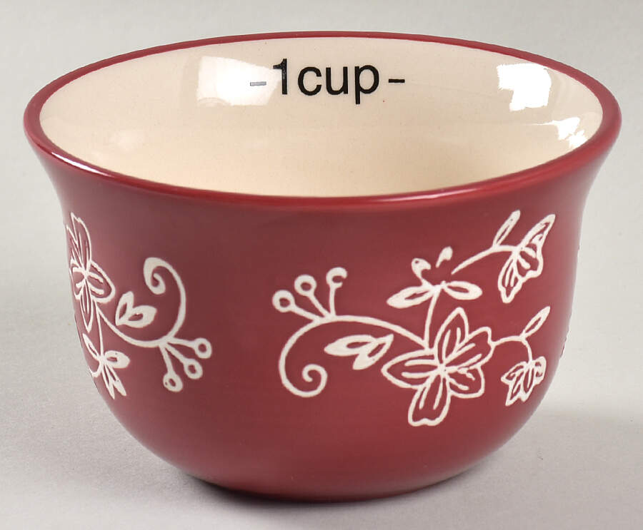Floral Lace Cranberry 1 Cup Measuring Cup by Temp-Tations-1