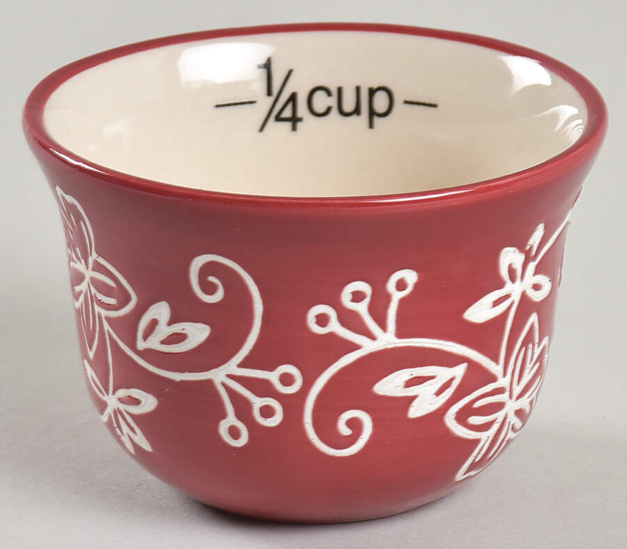 Floral Lace Cranberry 1/4 Cup Measuring Cup by Temp-Tations-1