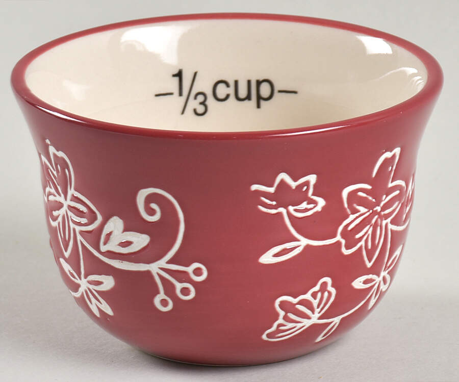 Floral Lace Cranberry 1/3 Cup Measuring Cup by Temp-Tations-1