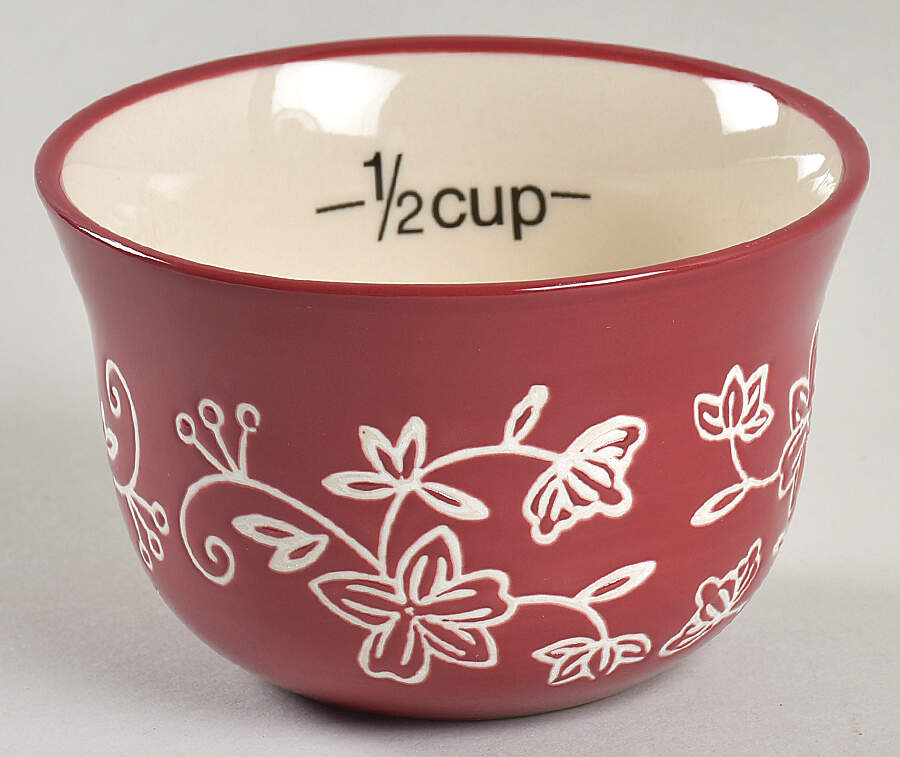 Floral Lace Cranberry 1/2 Cup Measuring Cup by Temp-Tations-1
