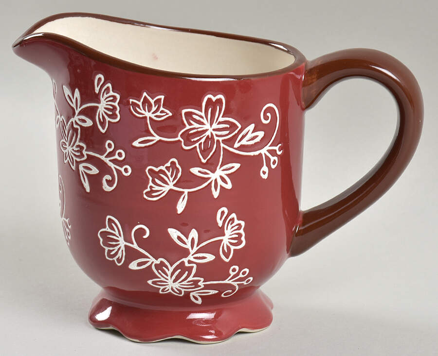 Floral Lace Cranberry Creamer by Temp-Tations-1