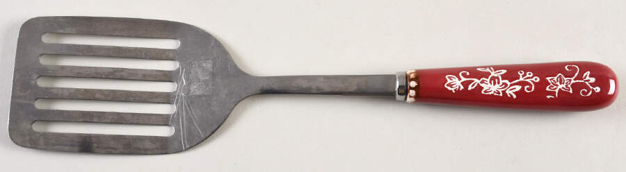 Floral Lace Cranberry Metal Slotted Spatula by Temp-Tations-1