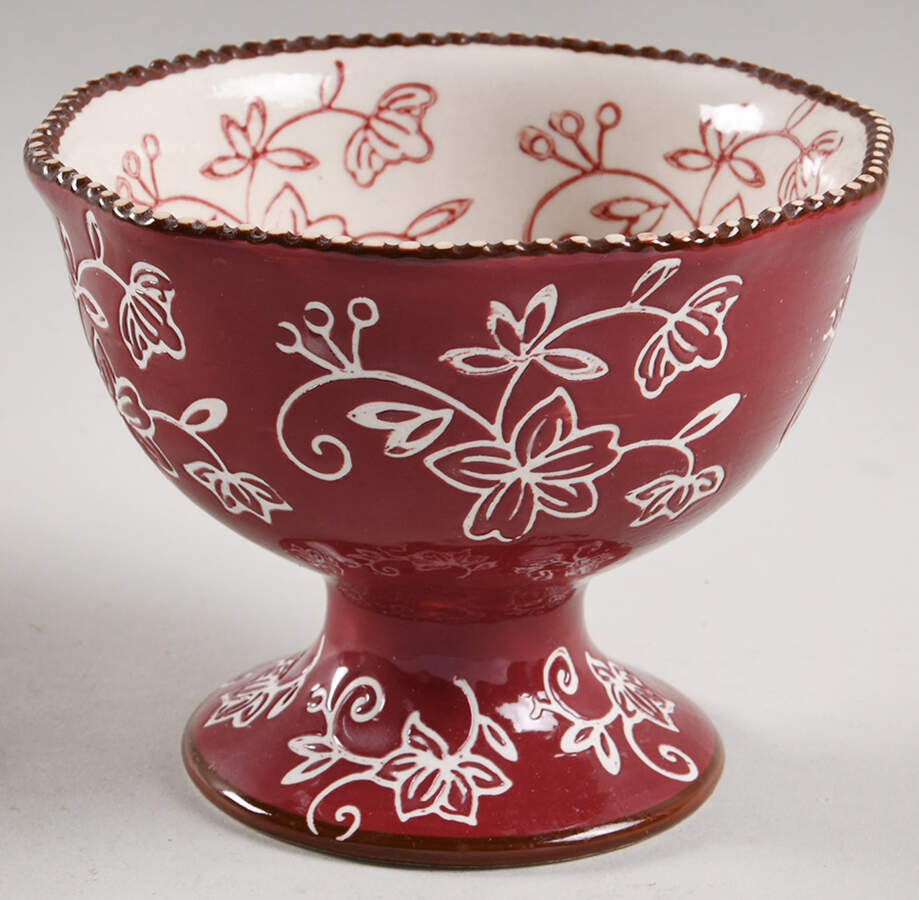 Floral Lace Cranberry Footed Dessert Bowl by Temp-Tations-1