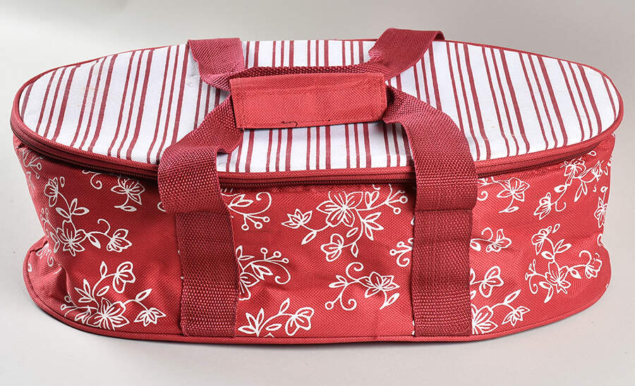 Floral Lace Cranberry Thermal Tote for Oval Baker by Temp-Tations-1