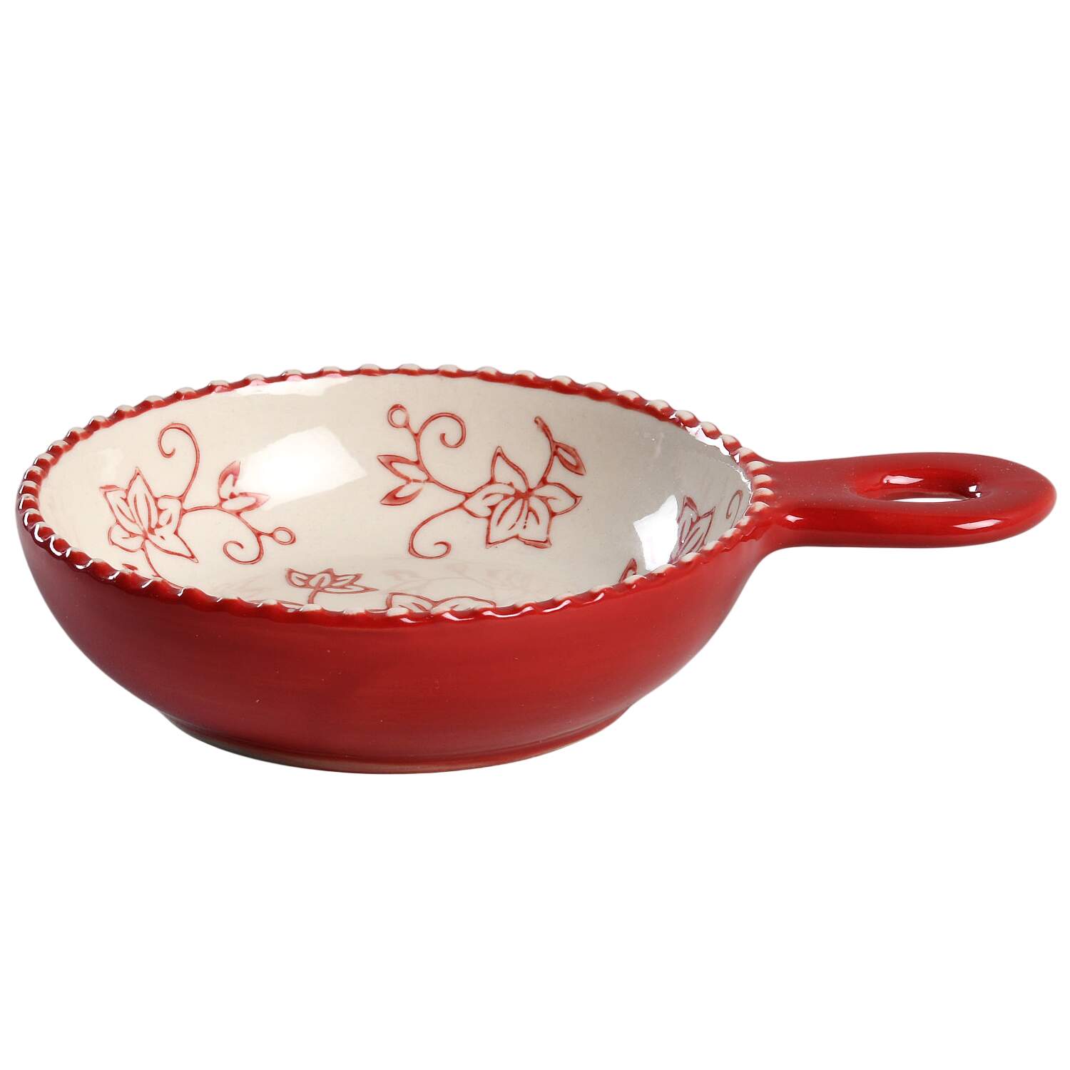 Floral Lace Cranberry Individual Handled Dip Bowl by Temp-Tations-1
