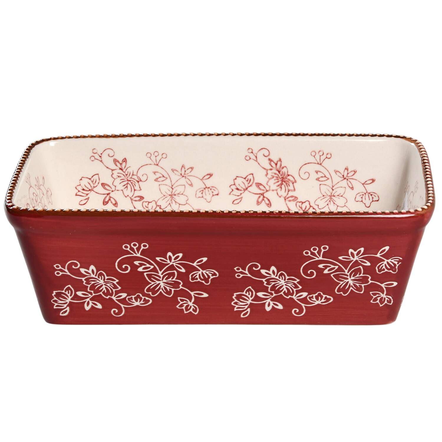 Floral Lace Cranberry Loaf Pan by Temp-Tations-1