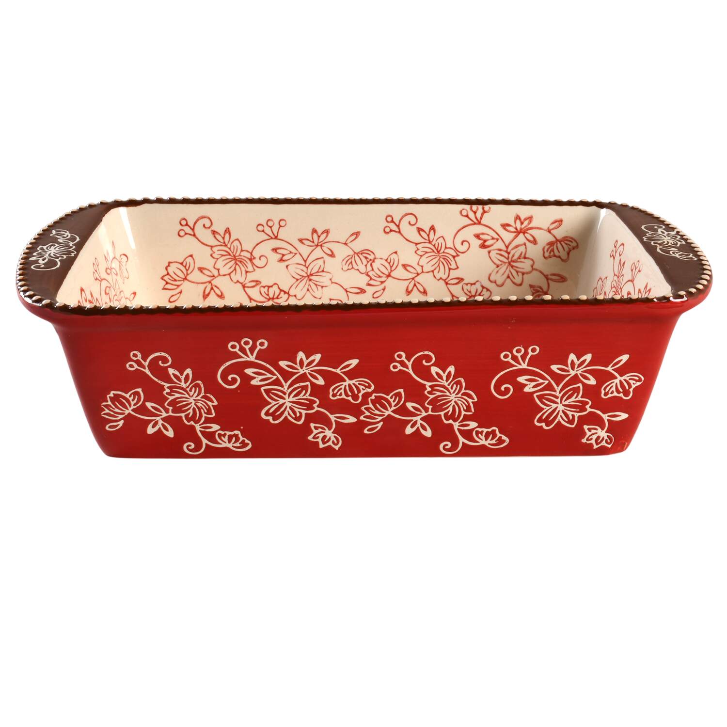 Floral Lace Cranberry Loaf Pan by Temp-Tations-1