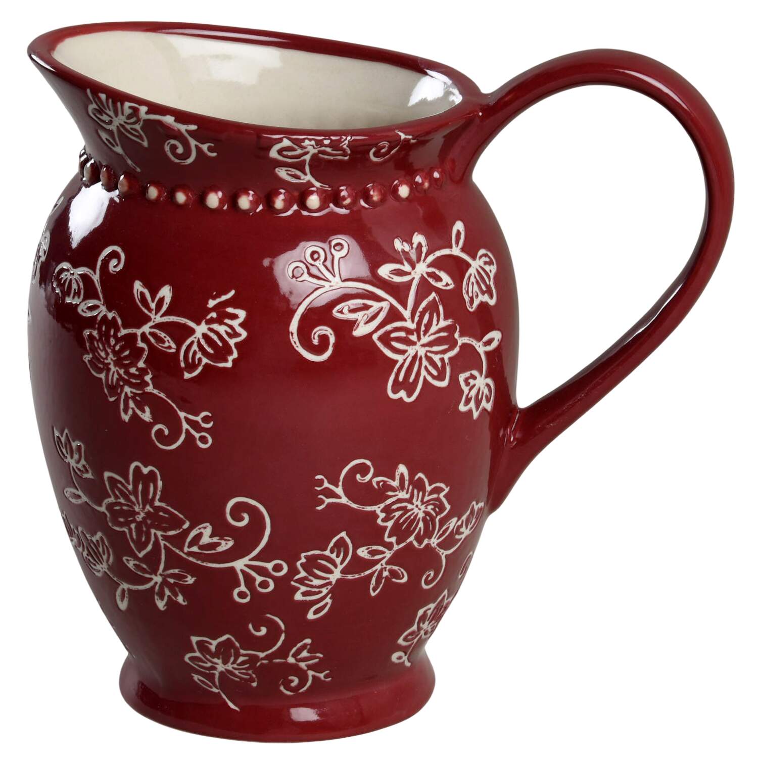 Floral Lace Cranberry 20 Oz Pitcher by Temp-Tations-1