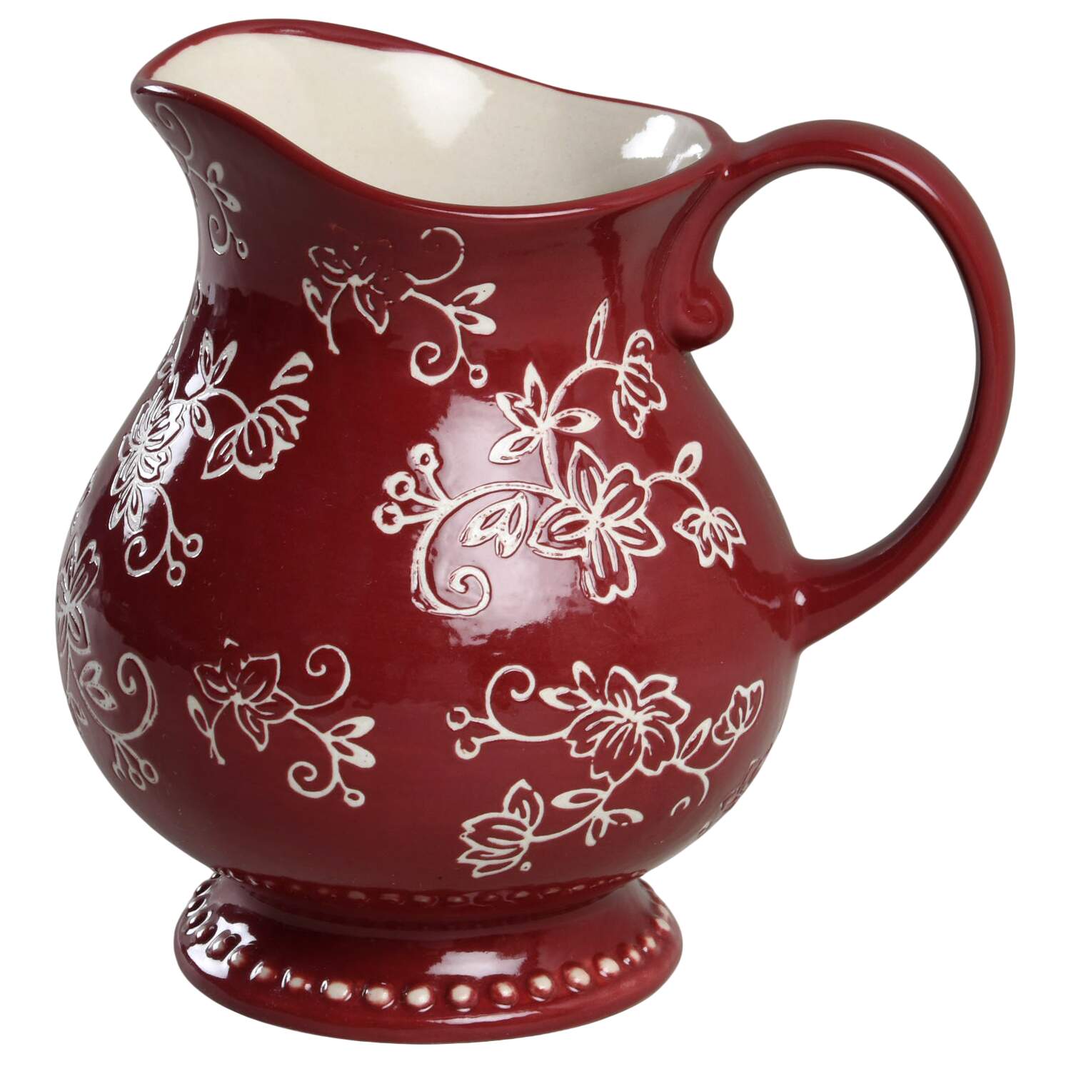 Floral Lace Cranberry 18 Oz Pitcher by Temp-Tations-1
