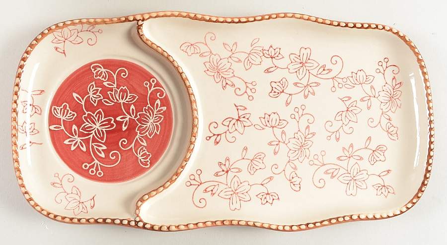 Floral Lace Cranberry Tray for Soup Mug & Sandwich Set by Temp-Tations-1