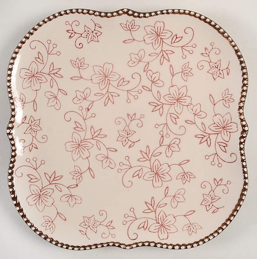 Floral Lace Cranberry Square Salad Plate by Temp-Tations-1