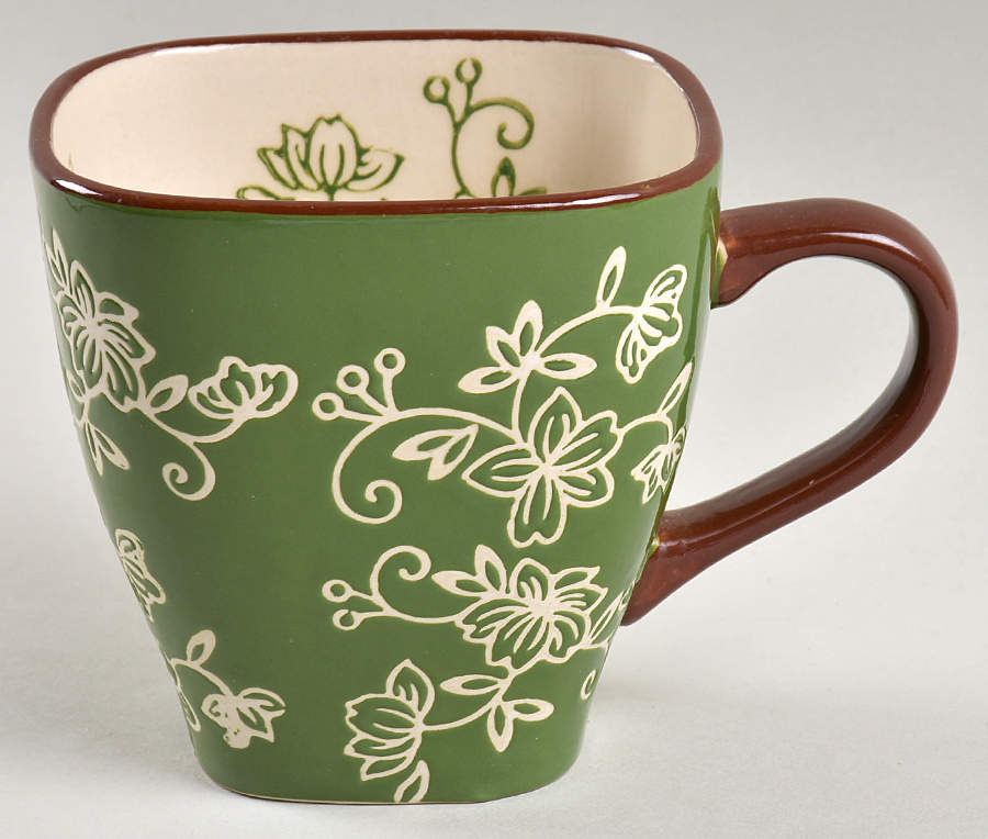 Floral Lace Green Square Mug by Temp-Tations-1
