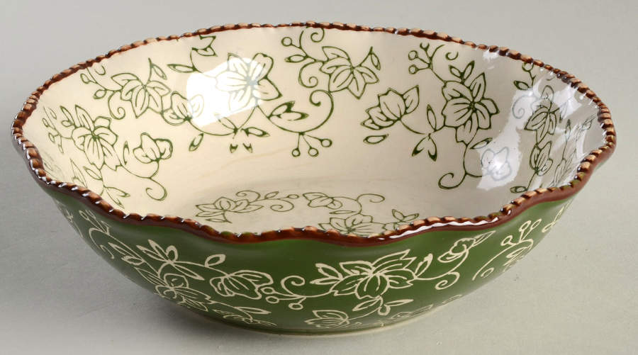 Floral Lace Green Soup/Cereal Bowl by Temp-Tations-1