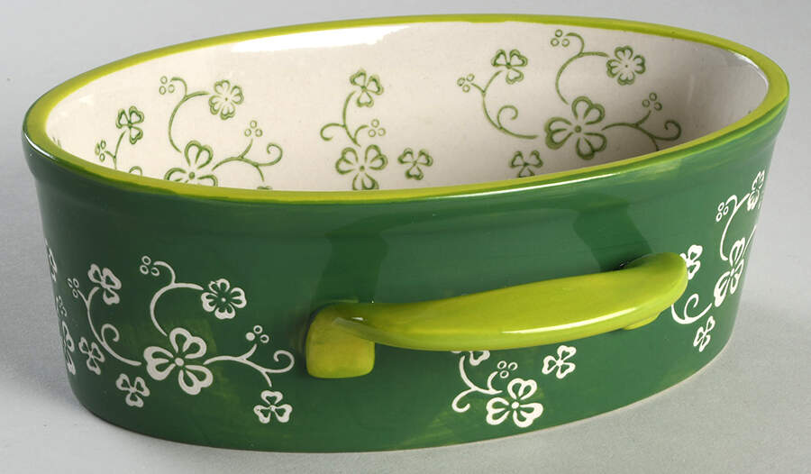 Floral Lace Shamrock 16 Oz Oval Individual Casserole No Lid by Temp-Tations-1