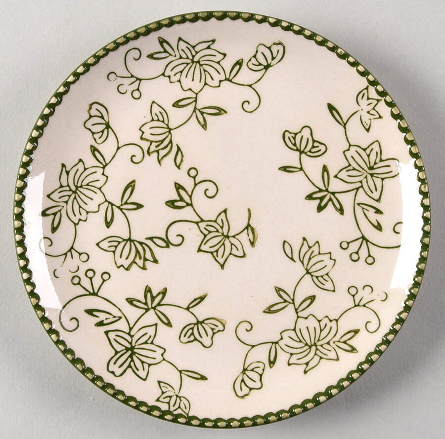 Floral Lace Green Coupe Bread & Butter Plate by Temp-Tations-1