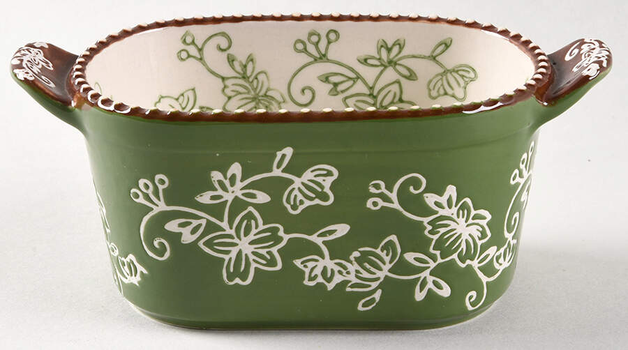 Floral Lace Green Oval Ramekin by Temp-Tations-1