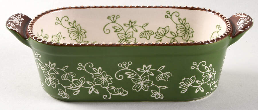 Floral Lace Green 8" Oval Individual Baker by Temp-Tations-1