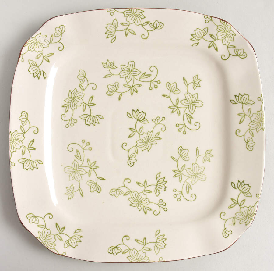Floral Lace Green Square Dinner Plate by Temp-Tations-1