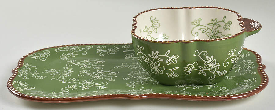 Floral Lace Green Soup & Sandwich Set (Tray & Bowl) by Temp-Tations-1