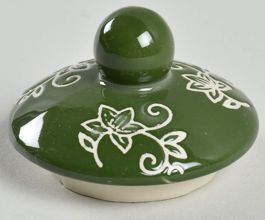 Floral Lace Green Lid for Sugar Bowl by Temp-Tations-1