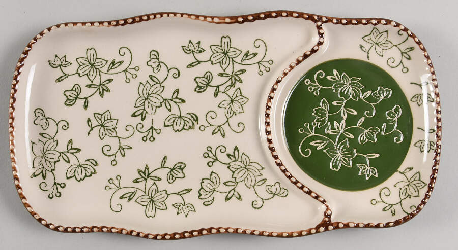 Floral Lace Green 11" Rectangular Snack Tray by Temp-Tations-1