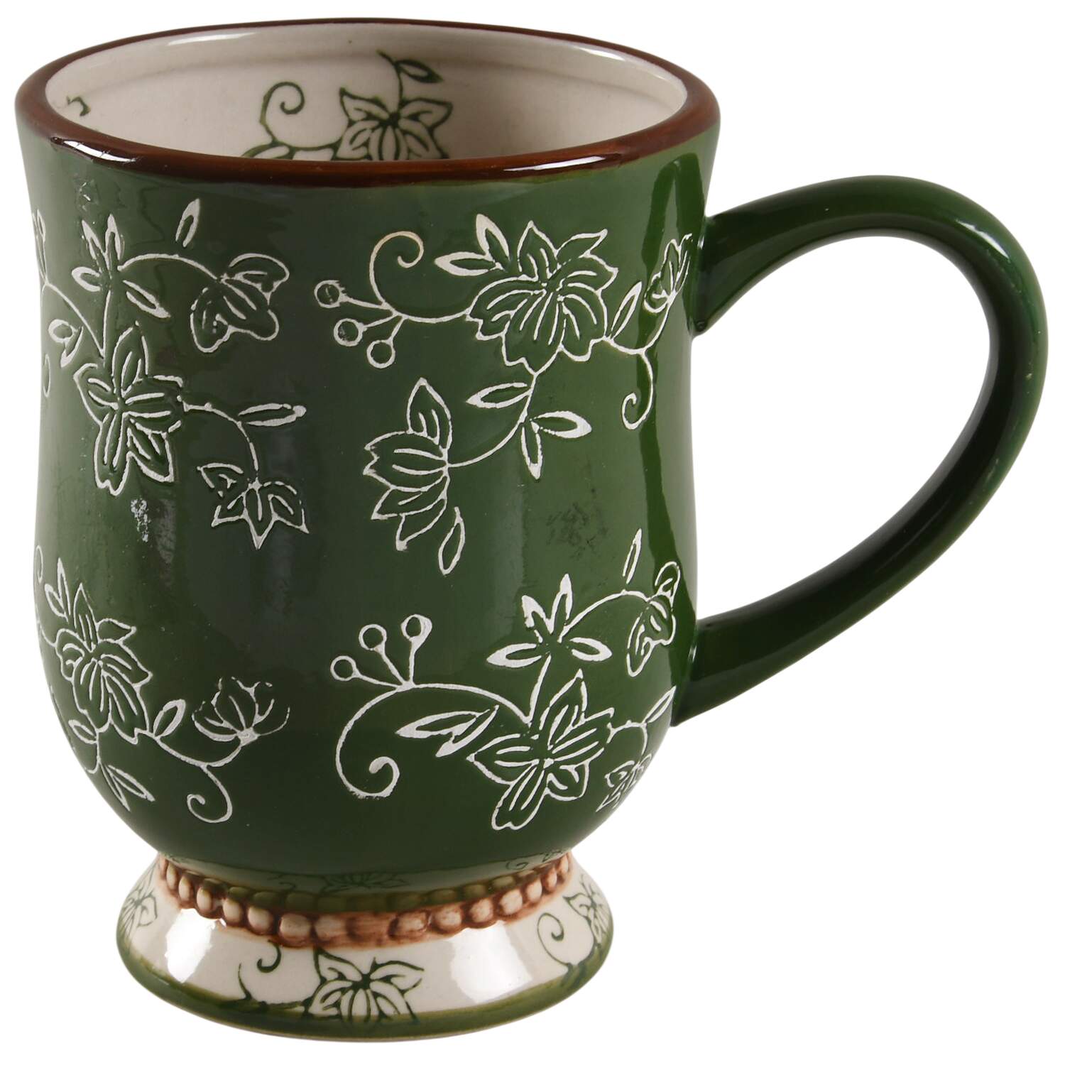 Floral Lace Green Footed Mug (No Lid-It or Spoon) by Temp-Tations-1