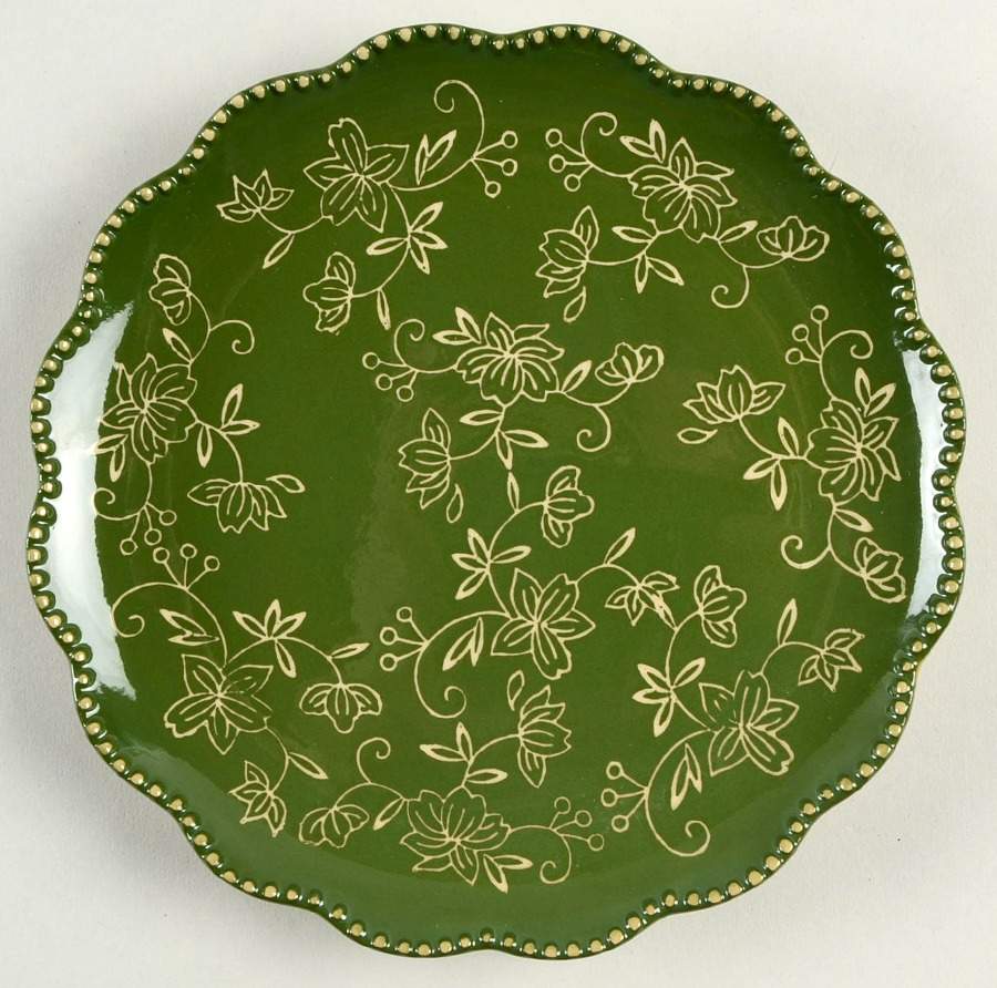 Floral Lace Green Salad Plate by Temp-Tations-1