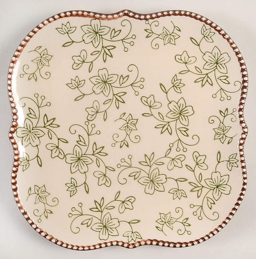 Floral Lace Green Square Salad Plate by Temp-Tations-1