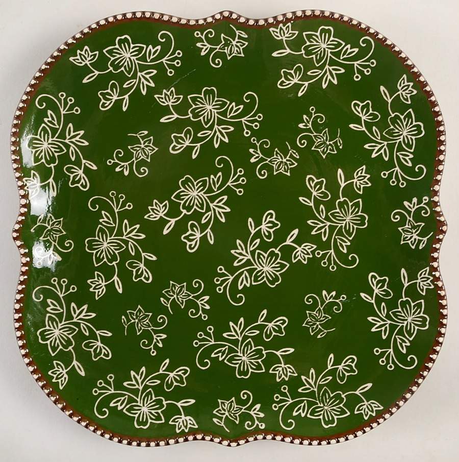 Floral Lace Green Square Dinner Plate by Temp-Tations-1