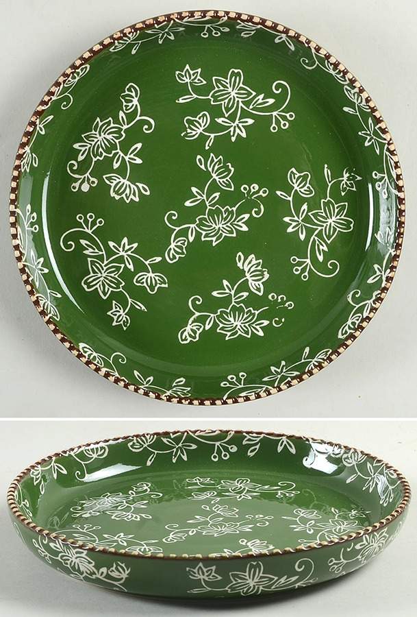 Floral Lace Green Deep Salad Plate by Temp-Tations-1