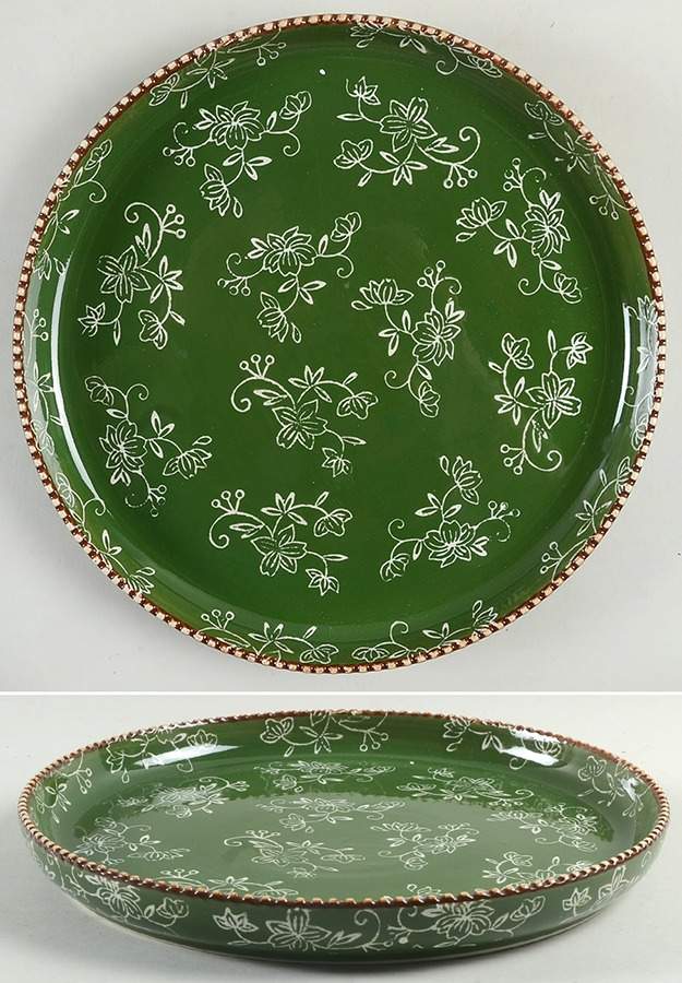 Floral Lace Green Deep Dinner Plate by Temp-Tations-1
