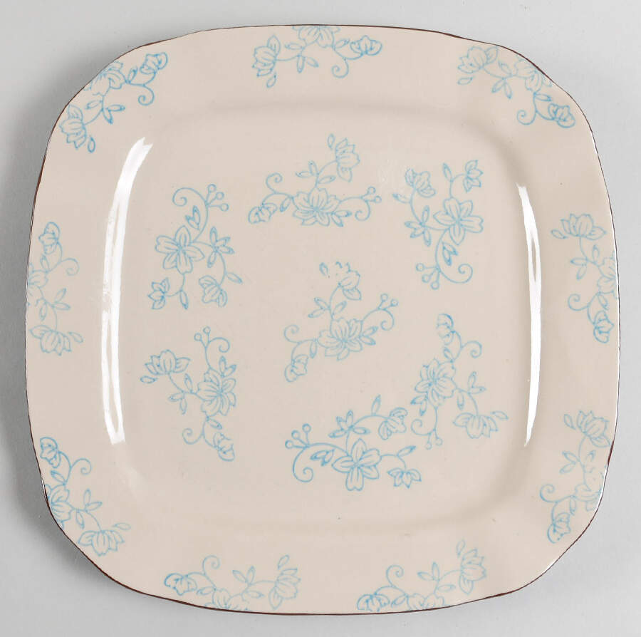 Floral Lace Light Blue Square Dinner Plate by Temp-Tations-1