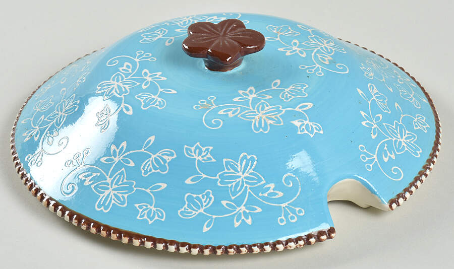 Floral Lace Light Blue Lid for Tureen by Temp-Tations-1