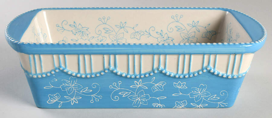 Floral Lace Light Blue Loaf Pan by Temp-Tations-1