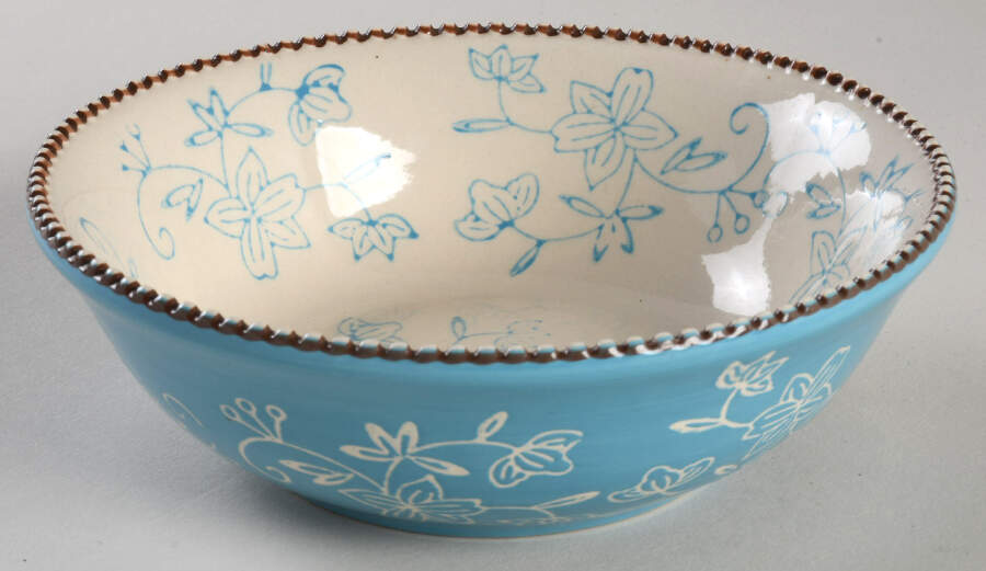 Floral Lace Light Blue Soup/Cereal Bowl by Temp-Tations-1