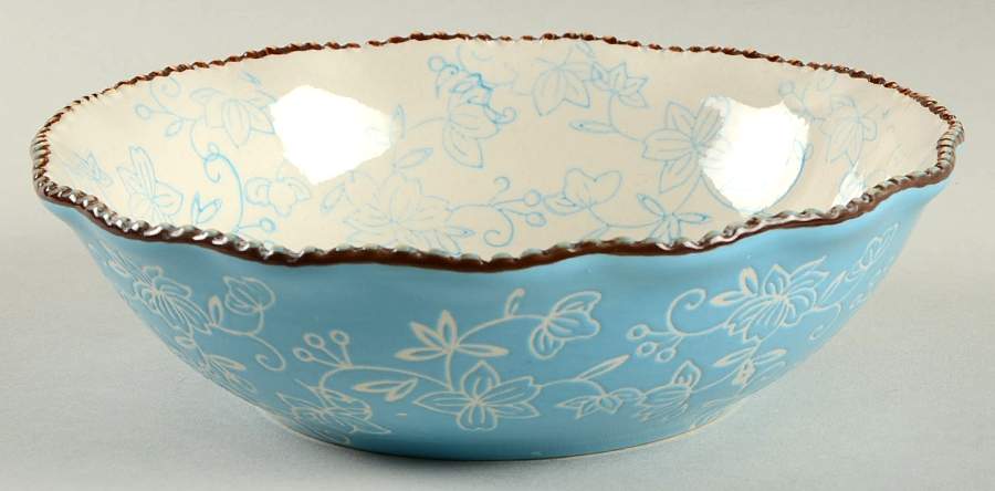 Floral Lace Light Blue Soup/Cereal Bowl by Temp-Tations-1