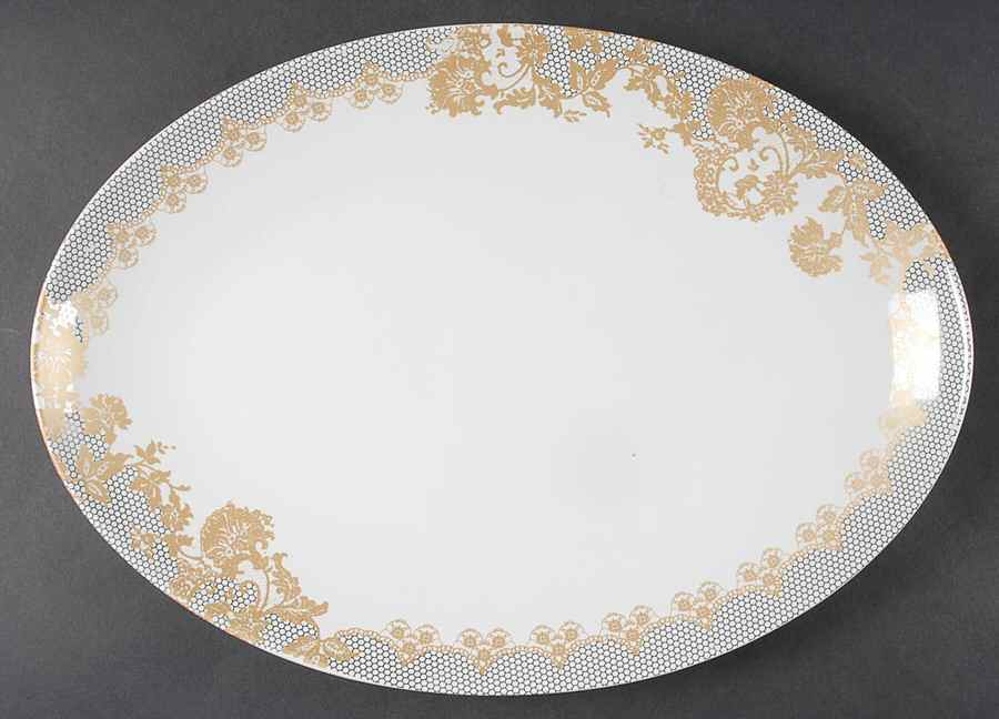 Cartouche 14" Oval Serving Platter by Tahari Home-1