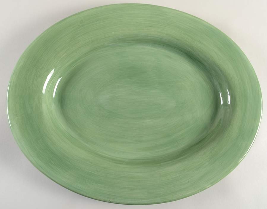 Espana Sage Dark Green (Round) 18" Oval Serving Platter by Tabletops Unlimited-1