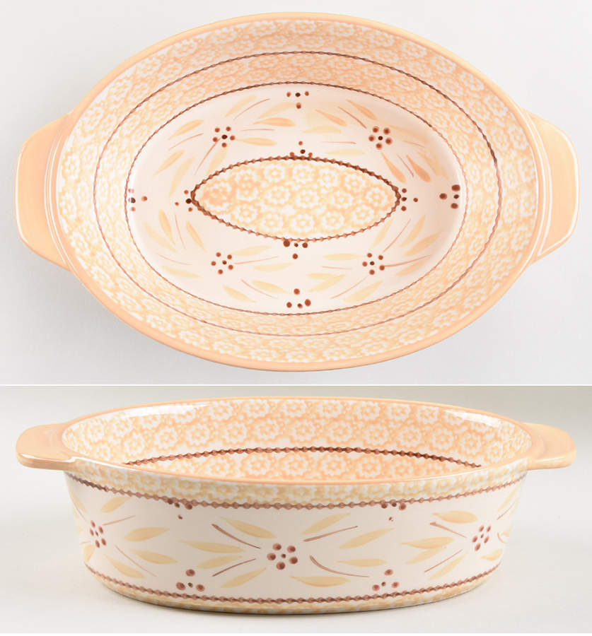 Old World Cream 11" Oval Baker by Temp-Tations-1