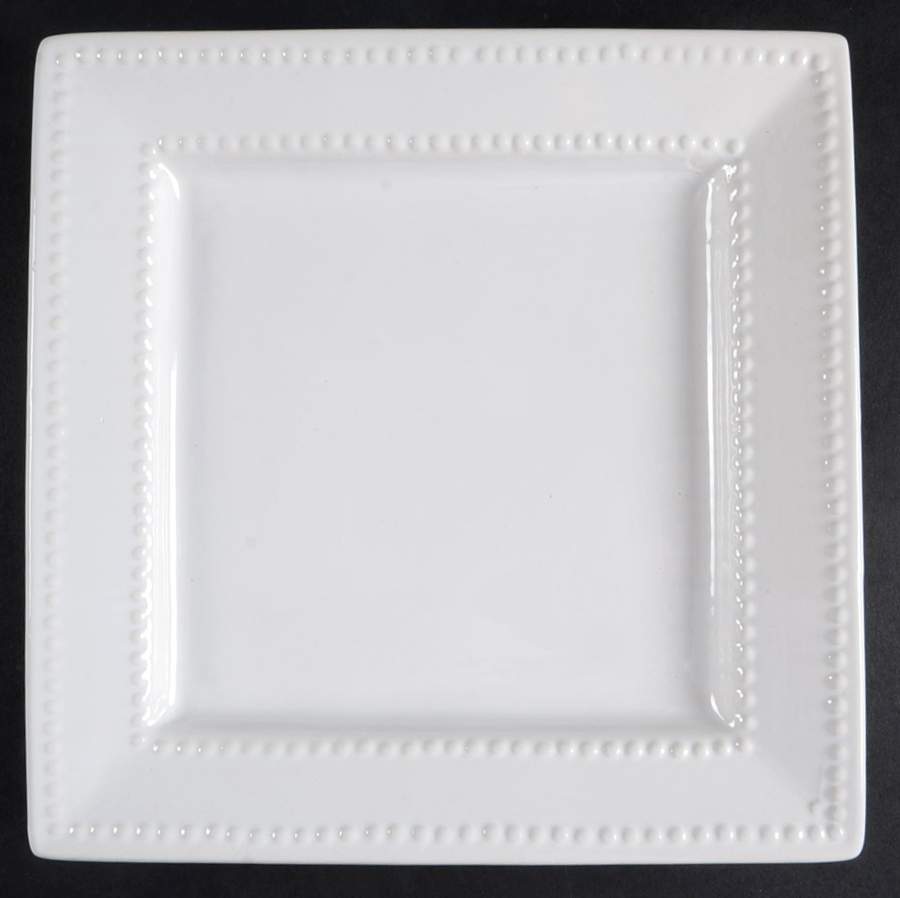 Beaded Square White Dinner Plate by Ten Strawberry Street-1