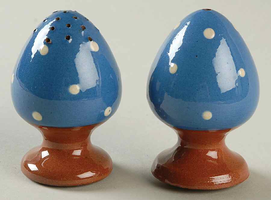 Polka Dot (White Dots, Blue Background) Salt & Pepper Set by Torquay Pottery-1