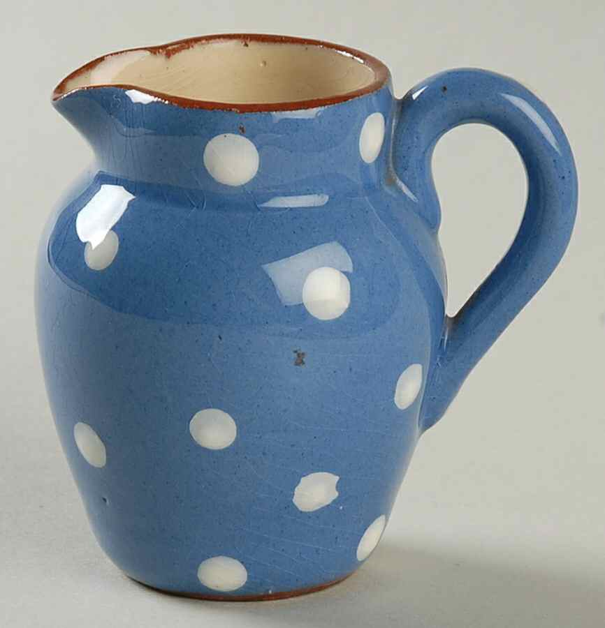 Polka Dot (White Dots, Blue Background) Creamer by Torquay Pottery-1