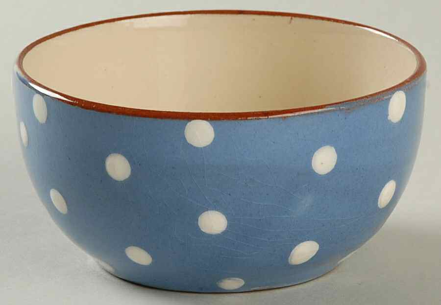 Polka Dot (White Dots, Blue Background) Open Sugar Bowl by Torquay Pottery-1
