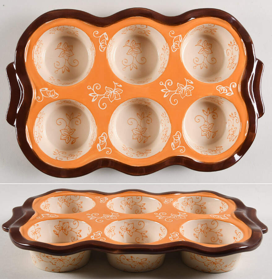Floral Lace Spice Muffin Pan (Holds 6 Muffins) by Temp-Tations-1