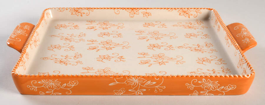 Floral Lace Spice 12" Handled Square Tray by Temp-Tations-1