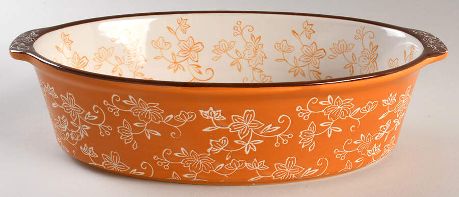 Floral Lace Spice 12'' Oval Baker by Temp-Tations-1