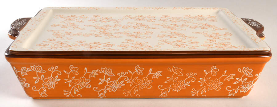 Floral Lace Spice 15" Rectangular Baker & 15" Rectangular Lid-It by Temp-Tations-1