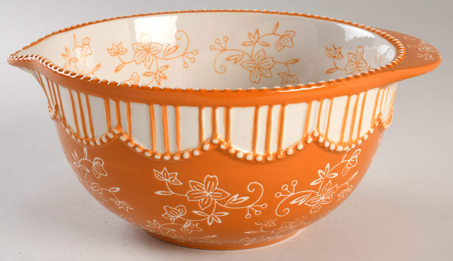 Floral Lace Spice 9" Nesting Bowl with Spout by Temp-Tations-1