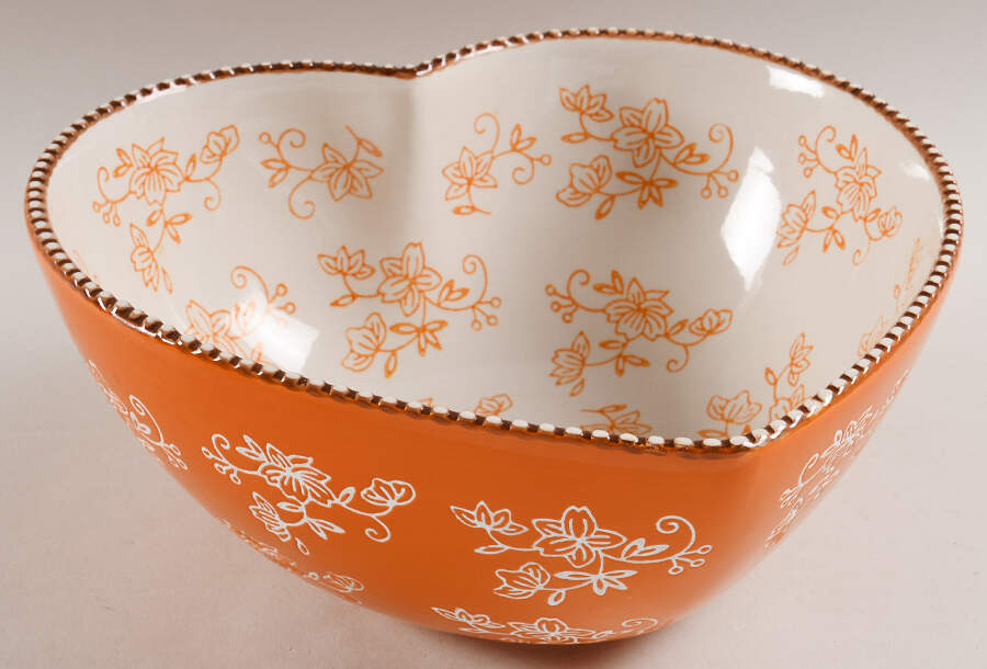 Floral Lace Spice 9" Heart Shaped Bowl by Temp-Tations-1