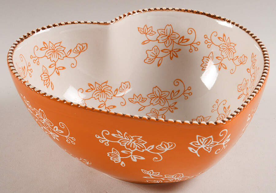 Floral Lace Spice 8" Heart Shaped Bowl by Temp-Tations-1